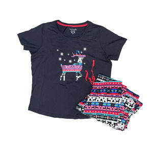 Vera Bradley Women's Christmas Pajamas Reindeer Tee with Long Cozy PJ Pants Sz M